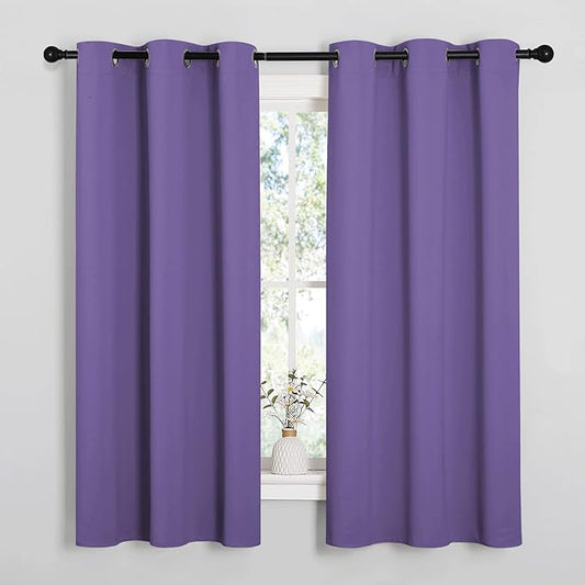 NICETOWN Lilac Purple Room Darkening Curtains for Kitchen, Window Treatment Thermal Insulated Solid Grommet Room Darkening Curtains/Drapes for Bedroom (Set of 2, 42 inches Wide by 48 inches Long)