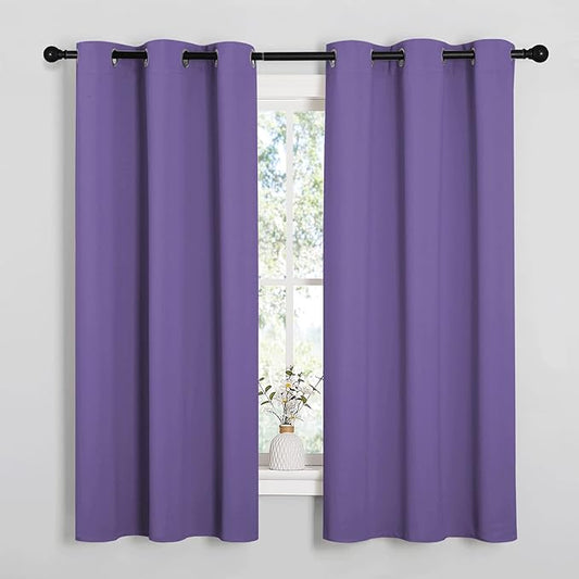 NICETOWN Bedroom Curtain Panels Blackout Draperies, Thermal Insulated Solid Grommet Blackout Curtains/Drapes (Lilac Purple, 1 Pair, 29 by 40-inch)