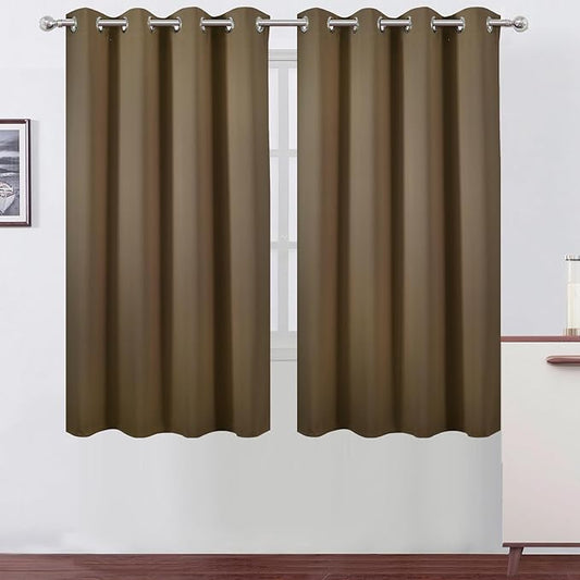 LEMOMO Brown Blackout Curtains 66 x 63 Inch Length/Set of 2 Curtain Panels/Thermal Insulated Room Darkening Blackout Curtains for Bedroom