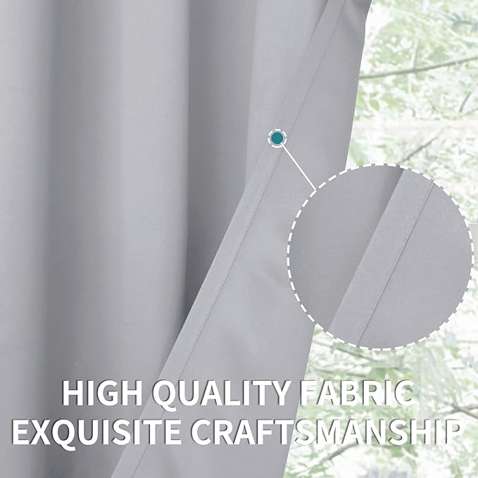 BGment Room Darkening Curtains 63 Inches Long - Grommet Thermal Insulated Drapes Window Treatment Curtains for Bedroom, 2 Panels, 42 x 63 Inch, Light Grey