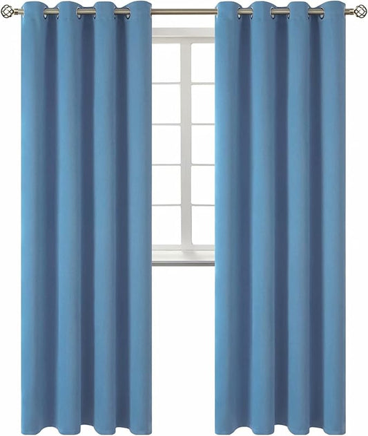 BGment Blackout Curtains for Bedroom - Grommet Thermal Insulated Room Darkening Curtains for Living Room, Set of 2 Panels (52 x 95 Inch, Faded Denim)