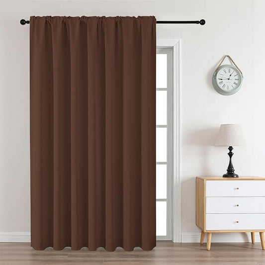 CUCRAF Custom Blackout Curtains for Bedroom Living Room, Rod Pocket Room Darkening Curtain Thermal Insulated Light Blocking Window Drapes 1 Panel (Custom Size, Brown)