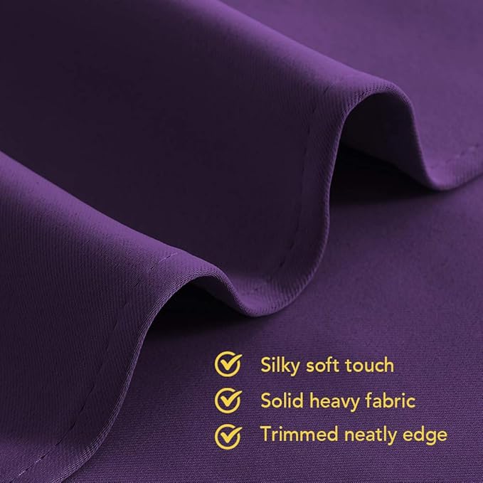 NICETOWN Thermal Insulated Blackout Draperies Curtains, Triple Weave Home Decoration Solid Ring Top Blackout Drape Panels for Bedroom (Set of 2, 42 x 45 Inch, Royal Purple)
