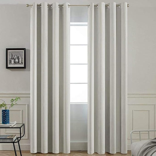 Yakamok Blackout Curtains Room Darkening Thermal Insulated Window Panels,Solid Grommet Top Drapes for Bedroom/Living Room(52Wx90L, Light Beige, 2 Panels)