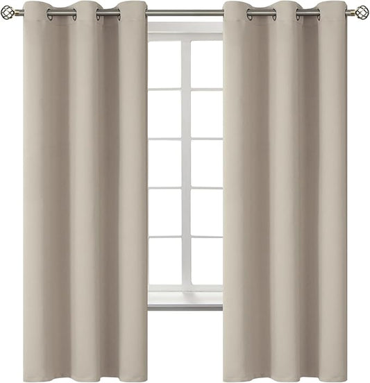 BGment Room Darkening Curtains 63 Inches Long - Grommet Thermal Insulated Drapes Window Treatment Curtains for Bedroom, 2 Panels, 38 x 63 Inch, Camel
