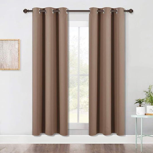 NICETOWN Blackout Draperies Curtains Window Drapes, Window Treatment Thermal Insulated Solid Grommet Blackout Panels for Bedroom (One Pair, 42 by 72 Inch, Cappuccino)