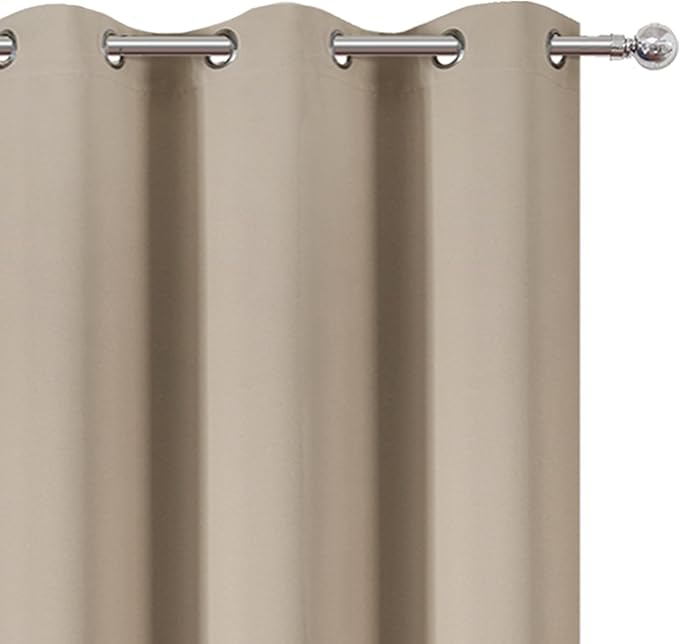 LEMOMO Khaki Thermal Blackout Curtains/38 x 63 Inch/Set of 2 Panels Room Darkening Curtains for Bedroom