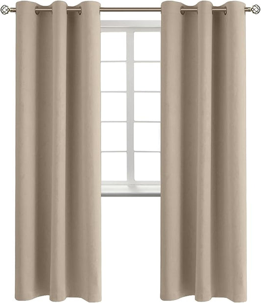 BGment Blackout Curtains - Grommet Thermal Insulated Room Darkening Bedroom and Living Room Curtains, Set of 2 Panels (38 x 84 Inch, Sand)
