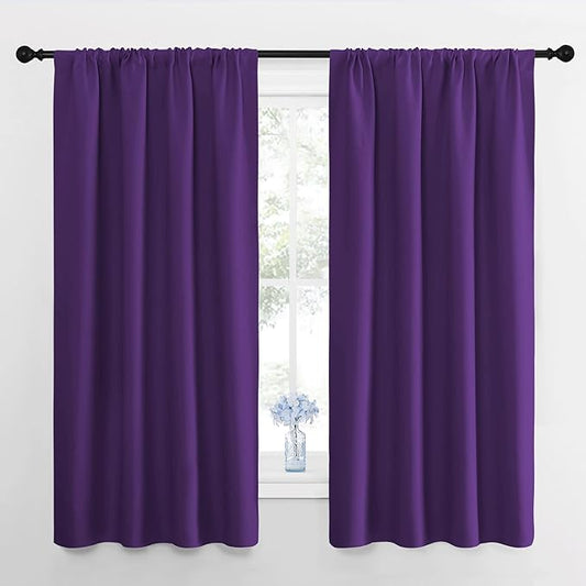 NICETOWN RV Blackout Curtains for Camper Windows, Royal Purple, 29" Wide by 50" Long, 2 PCs, Short Blackout Curtains & Drapes, Thermal Insulated Blackout Curtain Panels for Kids Room, Play Room