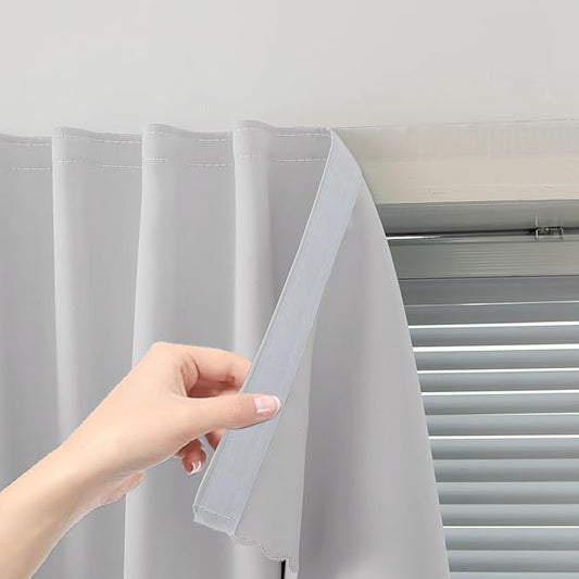 Blackout Curtains for Bedroom Sticky Curtain Blackout Window Cover Self Adhesive Curtains Rod No Drillng, 47" W X 84" L, Light Grey, 1 Panel
