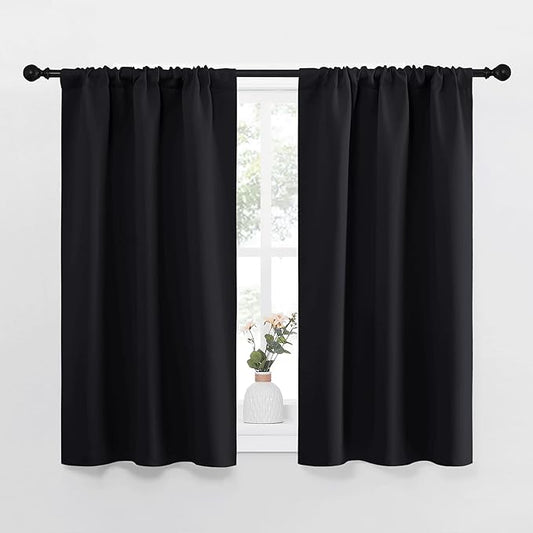 NICETOWN Black Out Curtain Panels for Kitchen - Energy Smart Decoration Thermal Insulating Blackout Drapes/Draperies for Small Window (2 Panels, 34 inches Wide by 45 inches Long)