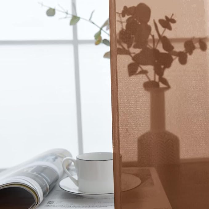 SpaceDresser Sheer Voile Window Treatment Rod Pocket Curtain Panels for Kitchen Bedroom Living Room Drapes Sunlight Filtering Privacy Semi Home Decor Assorted (Brown, 52 W x 96 L)