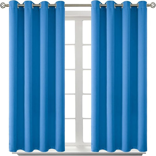 BGment Room Darkening Curtains 45 Inches Long - Grommet Thermal Insulated Drapes Window Treatment Curtains for Bedroom, 2 Panels, 52 x 45 Inch, Classic Blue