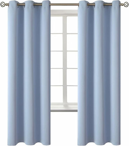 BGment Blackout Curtains for Living Room - Grommet Thermal Insulated Room Darkening Curtains for Bedroom, 2 Panels of 42 x 72 Inch, Spa Blue