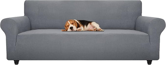 ZNSAYOTX Stretch Oversized Couch Cover Universal Sofa Covers for Living Room Dogs Pet Furniture Protector Spandex Extra Large Sofa Slipcovers with Anti Slip Foam Sticks (Light Grey, XL Sofa)