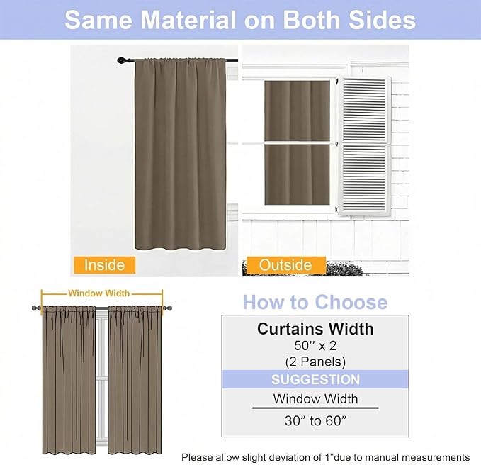 Simplebrand Ava Latte Blackout Curtains for Bedroom 84 Inch Length 2 Panels Set, Solid Thermal Insulated Privacy Living Room Window Treatment Curtains Blackout Drapes, W50 x L84 Inch, Latte