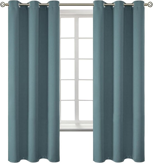 BGment Room Darkening Curtains 63 Inches Long - Grommet Thermal Insulated Drapes Window Treatment Curtains for Bedroom, 2 Panels, 42 x 63 Inch, Stone Blue