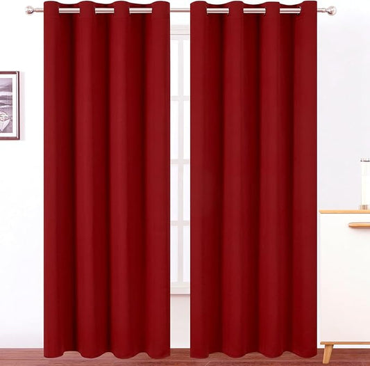 LEMOMO Blackout Curtains 52 x 120 Inch Long Red Curtains Set of 2 Panels Room Darkening Curtains for Bedroom and Living Room