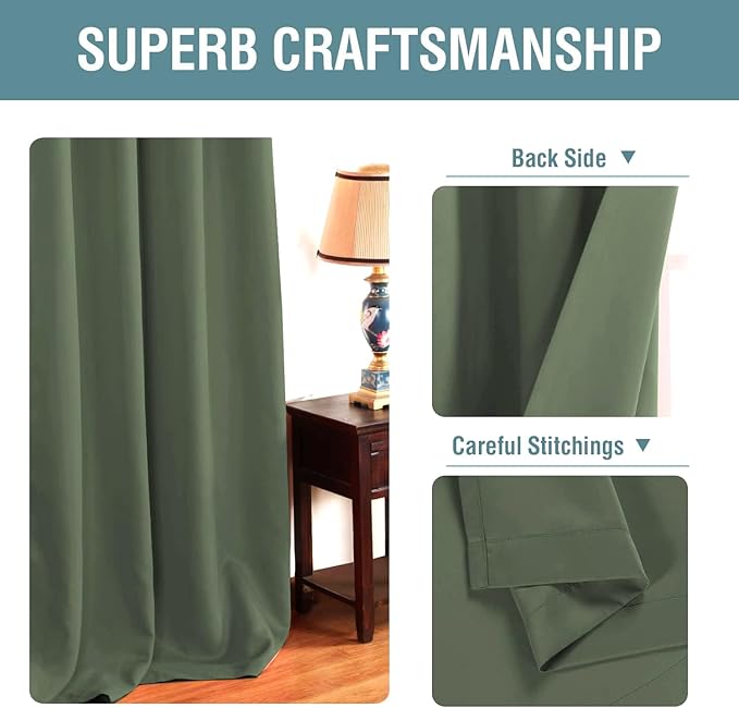 H.VERSAILTEX Blackout Curtain for Living Room Thermal Insulated Window Treatment Curtain 54 inch Length Energy Saving Solid Grommet Top Blackout Drape, One Panel, Bronze Green, 52" W x 54" L