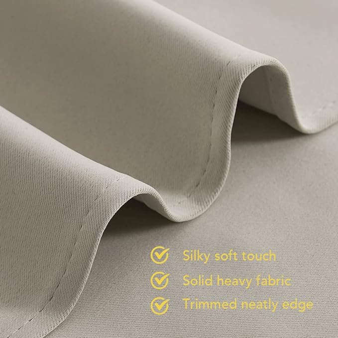 NICETOWN Modern Blackout Curtains Noise Reducing, Thermal Insulated and Privacy Room Darkening Drape Panels for Boy's Guest Room Door Small Short Window (Natural, 2 Panels, W42 x L45 -Inch)