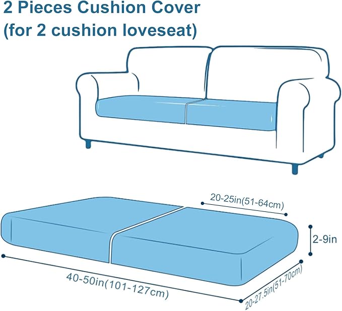 Smiry Printed Couch Cushion Covers, Stretch Soft Couch Covers for Sofa, Washable Non-Slip Sofa Slipcover Furniture Protector for Indoor and Outdoor (2 Pack, Red)