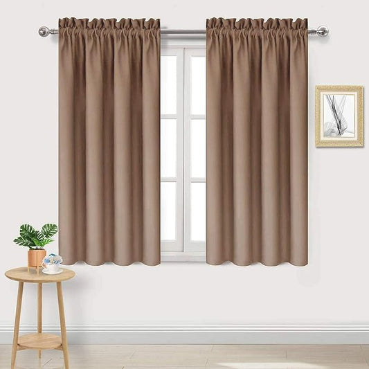 DWCN Blackout Curtains Room Darkening Thermal Insulated Bedroom Curtains Window Curtain Panels, 42 x 45 inches Long, Set of 2 Khaki Rod Pocket Drapes