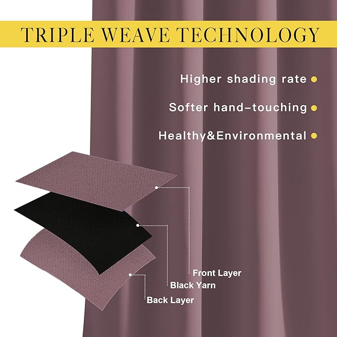 NICETOWN Blackout Curtains and Drapes for Living Room - Thermal Insulated Solid Grommet Top Blackout Panels/Draperies for Kid's Room/Bedroom (Dry Rose, 1 Pair, 80 x 84 Inch)