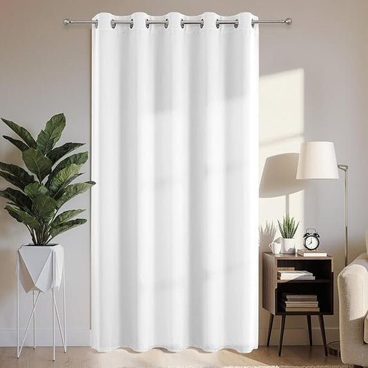 Joydeco Blackout Patio Sliding Door Curtains 84 Inches Long, Grommet Privacy Room Divider Curtains, Extra Wide Thermal Blackout Drapes for Bedroom Living Room (Pure White, 70Wx84L, 1 Panel)