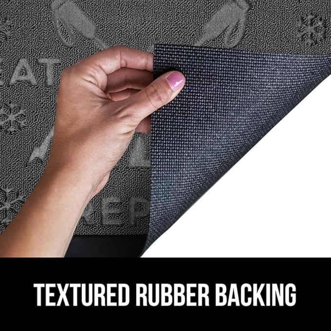 GORILLA GRIP 100% Waterproof All-Season WeatherMAX Doormat, US Designed Natural Rubber, Stain and Fade Resistant, Low Profile Indoor Outdoor Door Mats, Easy Clean Patio Mat, 29x17, Graphite Skiing