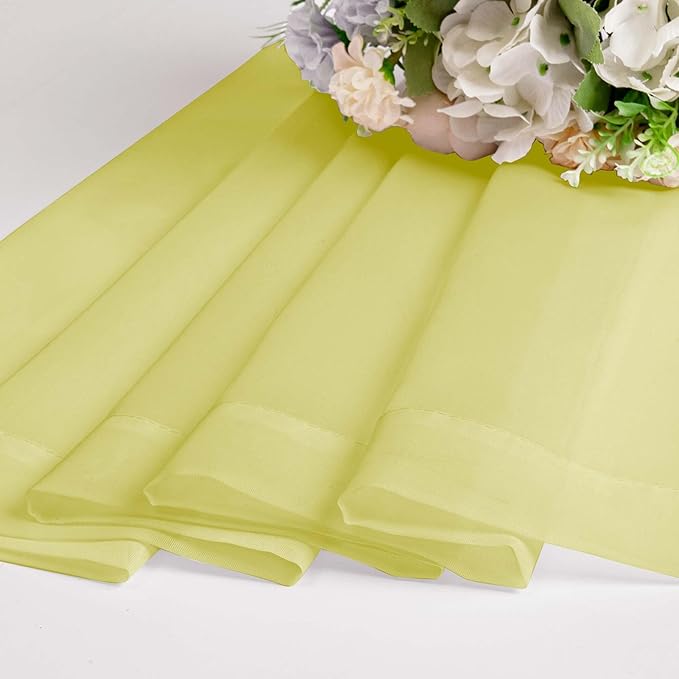 OWENIE Lemon Sheer Curtains for Bedroom Living Room 90 Inches Long, Elegant Solid Light Filtering Window Curtain Panles, Modern Rod Pocket Lemon Curtain, 2Pcs, Each 42" W x 90" L