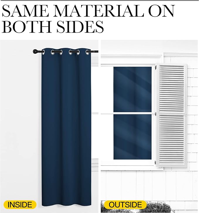 NICETOWN Blackout Window Curtains 60 inch Length 2 Panels, 34 x 60 Inch, Moroccan Blue, Grommet Top Room Darkening Thermal Insulated Solid Vertical Drapes for Bedroom/Kid Room