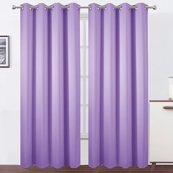 LEMOMO Blackout Curtains 52 x 95 inch/Lavender Curtains Set of 2 Panels/Thermal Insulated Room Darkening Bedroom Curtains