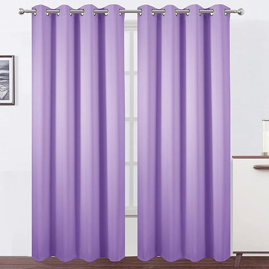 LEMOMO Blackout Curtains 52 x 95 inch/Lavender Curtains Set of 2 Panels/Thermal Insulated Room Darkening Bedroom Curtains