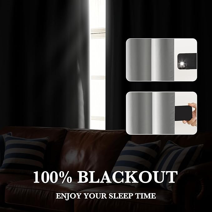 RYB HOME 100% Blackout Short Curtains for Small Window, Thermal Insulated Total Room Darkening Noise Reducing Curtains for Kitchen Bathroom Basement, 42 inches Wide by 48 inches Long, Silver Grey