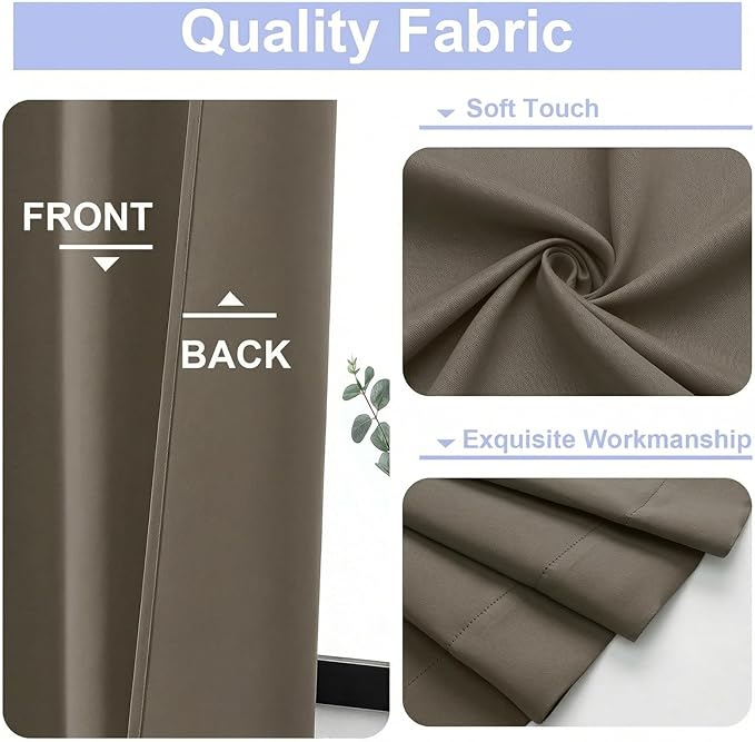 Simplebrand Latte Blackout Curtains for Bedroom 96 Inches Long 2 Panels, Solid Thermal Insulated, Energy Saving Living Room Window Treatment Curtains Blackout Drapes, W50 x L96 Inch, Latte