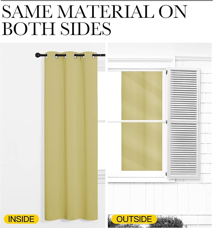 NICETOWN Room Darkening Draperies Window Curtain Panels, Paler Yellow, 2 Panels, W60 x L84 -inch, Thermal Insulated Grommet Room Darkening Curtains for Bedroom
