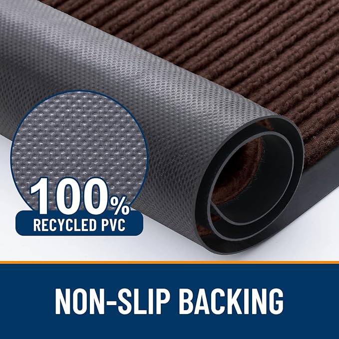 OLANLY Front Door Mat Indoor Outdoor Entrance, 2-Pack 59 x 34 Inch, Waterproof Heavy Duty Doormat, Fade Resistant, Low Profile, Easy Clean Patio Porch Welcome Floor Mats for Entry, Brown