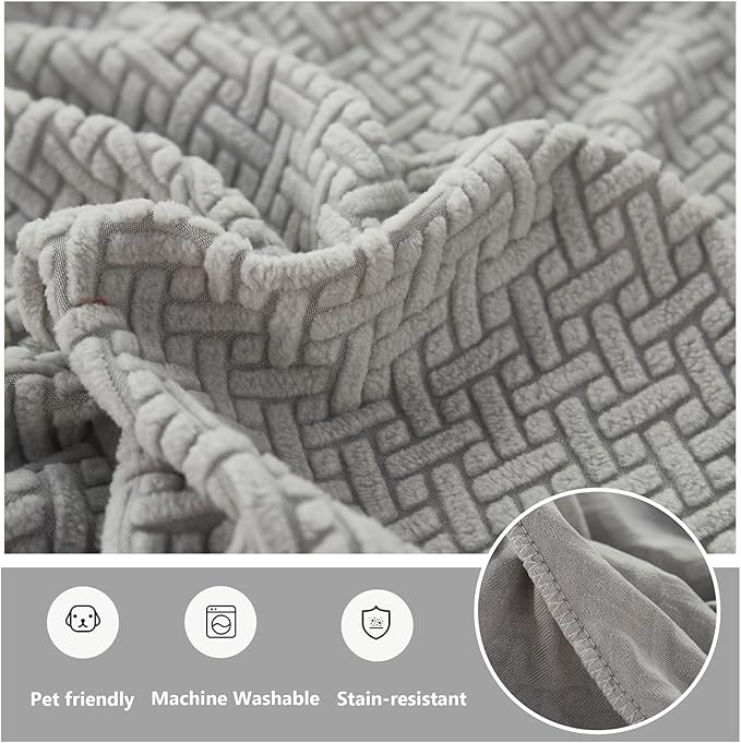 Couch Cushion Covers for Sofa Couch Covers Wear-Resistant Universal Sofa Cover Washable Stretch for Sectional Slipcovers (Texture-Sea Blue,Back Cover L)