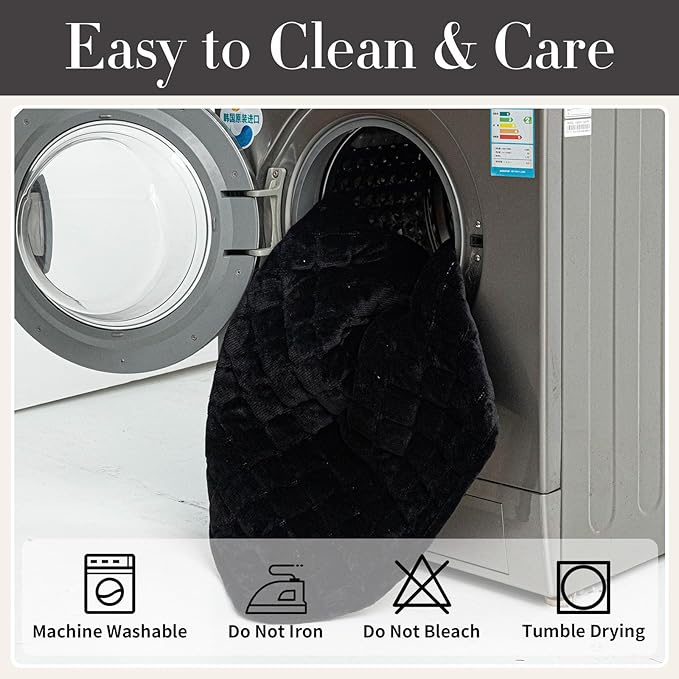 Velvet Couch Cover, Plush Sectional Sofa Cover Washable, Anti Slip Sofa Slipcover for 3-4 Cushions Sofas, Furniture Protector Covers for Pets & Kids(1PC, Black, 35.4"×82.6", 3-4 Seater)