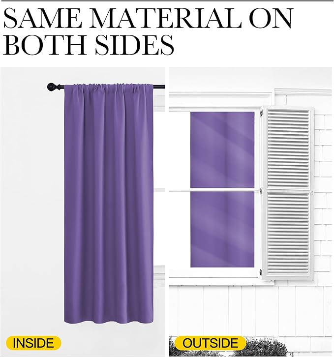 NICETOWN Room Darkening Curtains for Bedroom, Lilac Purple, Set of 2 Panels, 62 x 84 Inch, Triple Weave Home Decoration Thermal Insulated Solid Drapes for Patio Door