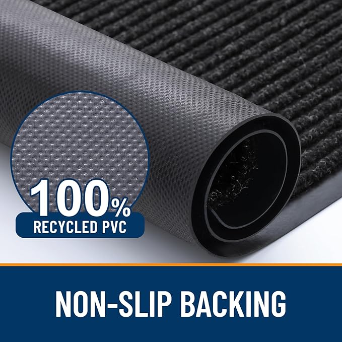 OLANLY Front Door Mat Indoor Outdoor Entrance, 2-Pack 35 x 23 Inch, Waterproof Heavy Duty Doormat, Fade Resistant, Low Profile, Easy Clean Patio Porch Welcome Floor Mats for Entry, Off-Black