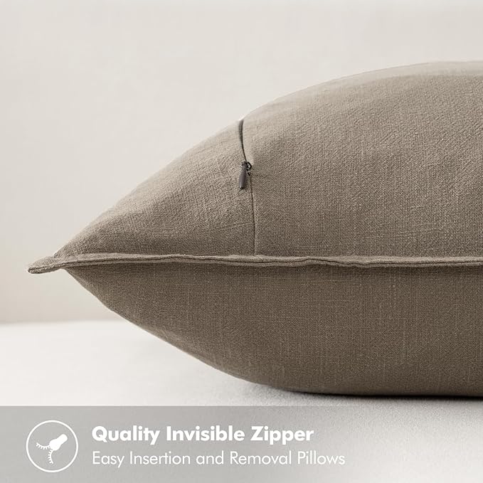 MIULEE Decorative Linen Pillow Covers 20x20 Inch Tan TaupeBoho Farmhouse Neutral Winter Couch Throw Pillows for Bed Pack of 2 Accent Modern Pillowcase Sofa Livingroom Home Decor