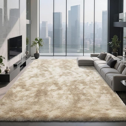 Shag Area Rugs for Bedroom Living Room,6X9 Ultra Soft Fluffy Area Rugs for Dorm, Indoor Carpet Nursery Rugs for Kids Room Home Decor,Camel