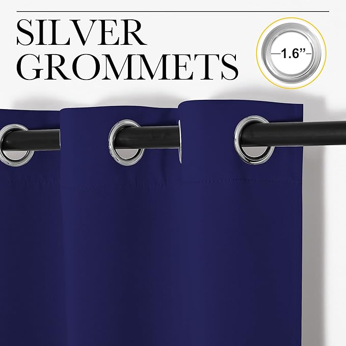 NICETOWN Navy Blue Blackout Curtains 120 inches Length for Living Room, 2 Panels, 55" Wide, Thermal Insulated Long Drapes for Large Window