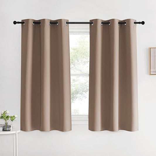 NICETOWN Blackout Window Curtains and Drapes for Kitchen, Set of 2, 42 by 60 Inch, Cappuccino, Window Treatment Thermal Insulated Solid Grommet Blackout Drapery Panels