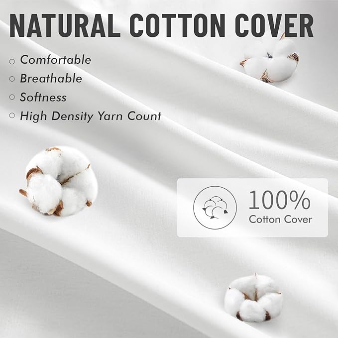 MIULEE 16x16 Pillow Inserts with Cotton Cover,Set of 4 100% Virgin Microfiber Throw Pillows for Couch Sofa and Bed