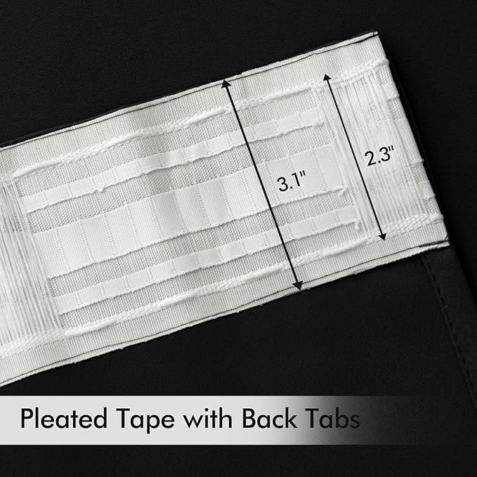 MIULEE Black Back Tab Blackout Curtains 84 Inch Length 2 Panels Set for Living Room Bedroom, Halloween Rod Pocket/Pinch Pleat Thermal Insulated Room Darkening Pleated Light Blocking Drapes, W66 x L84