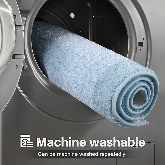 Bathroom Rugs 24x17 Non Slip Washable, Light Blue Bath Mat for Bathroom Floor Tub, Soft Absorbent Quick Dry Mats for Shower, Bathtub,Home Decor