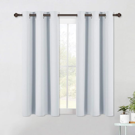 NICETOWN Room Darkening Curtain Panels for Bedroom -Easy-Care Solid Thermal Insulated Grommet Room Darkening Draperies/Drapes (2 Panels, 42 by 54, Platinum-Greyish White)