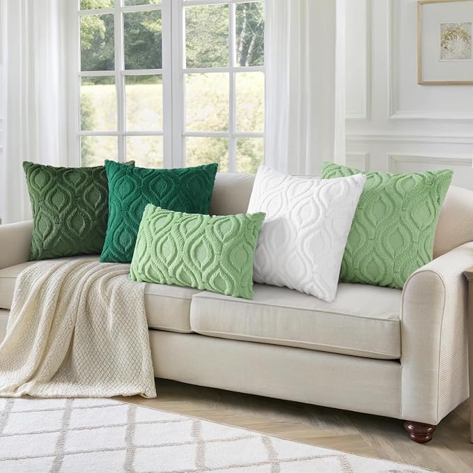 decorUhome Throw Pillow Covers 24x24 Inch Set of 2, Soft Plush Faux Wool Forest Elf Solid Couch Pillow Covers, Accent Euro Sham Farmhouse Neutral Square Pillow Cases for Sofa Bed Living Room